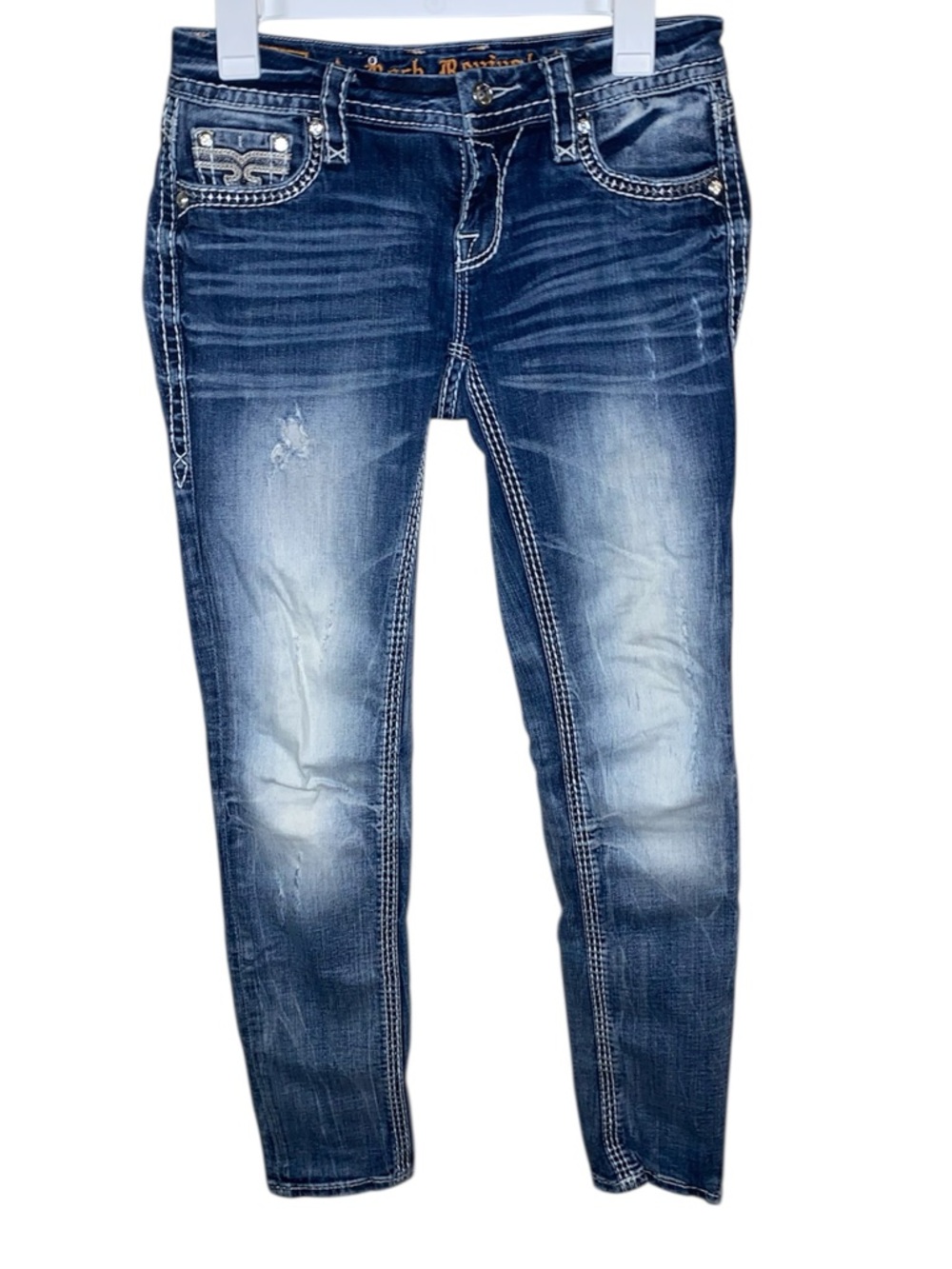 ROCK REVIVAL Women’s Embellished Distressed Denim Skinny Jeans